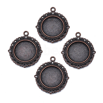 Tibetan Style Alloy Pendant Cabochon Settings TIBE-T003-08R-NR-1