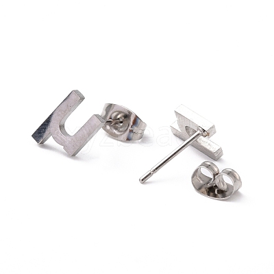 Tarnish Resistant 304 Stainless Steel Greek Alphabet Stud Earrings STAS-D007-07P-13-1