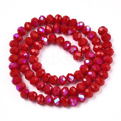 Electroplate Opaque Solid Color Glass Beads Strands X1-EGLA-A034-P4mm-L21-1