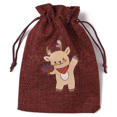 Christmas Theme Jute Cloth Storage Bags ABAG-F010-01B-01-1