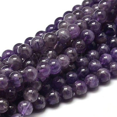 Natural Amethyst Round Bead Strands X-G-I168-09-6mm-1