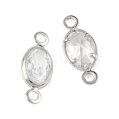 SHEGRACE Brass Pave Cubic Zirconia Oval Connector Charms XGRQ2O400-439A-P-1
