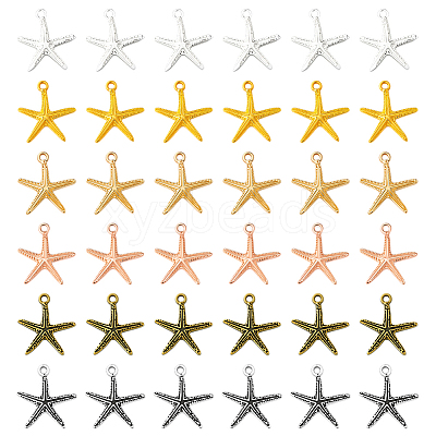 60Pcs 6 Colors Tibetan Style Alloy Pendants FIND-SC0016-86-1