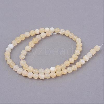 Natural Yellow Jade Beads Strands G-Q462-6mm-36-1