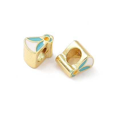 Brass Enamel European Beads KK-B141-28G-1