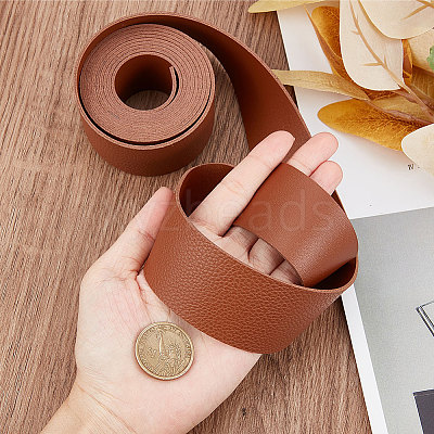 2M Flat Single Face Lychee Pattern Imitation Leather Band LC-WH0010-02B-03-1
