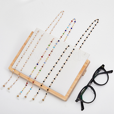 3Pcs 3 Color Plastic Round Beaded Eyeglasses Chains AJEW-GL0001-64-1