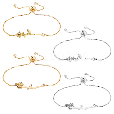 4Pcs 2 Colors Brass Chain Bracelet BJEW-GA00002-1
