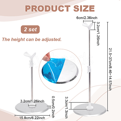 Adjustable Plastic & Metal Doll Support Stands for Models ODIS-WH0043-210-1