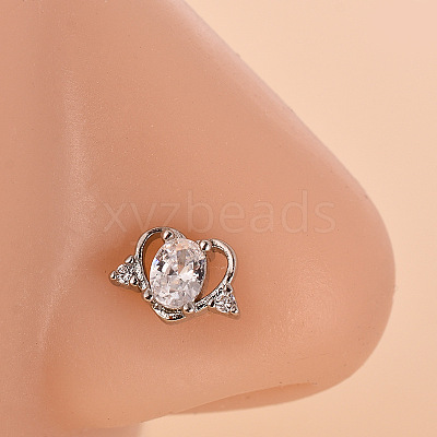 316L Surgical Stainless Steel Clear Cubic Zirconia L-Shaped Nose Rings WG09863-13-1