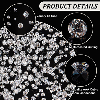 700Pcs 7 Styles Diamond Shape Grade AAA Cubic Zirconia Cabochons ZIRC-BBC0002-96-1