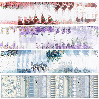 4 Sets 4 Styles Floral Translucent Scrapbook Paper Pads SCRA-GF0001-08-1