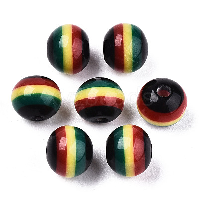 Ghana Jamaica Reggae Stripe Resin Beads X-RESI-N026-001B-01-1