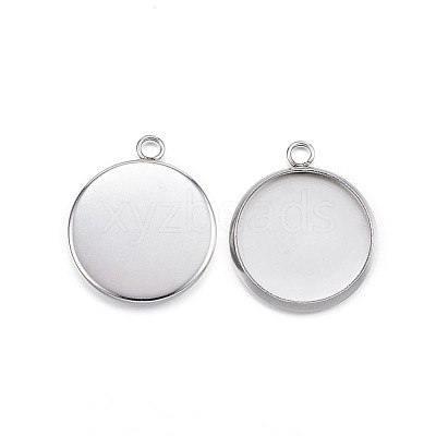 Tarnish Resistant 304 Stainless Steel Pendant Cabochon Settings STAS-G127-13-14mm-P-1