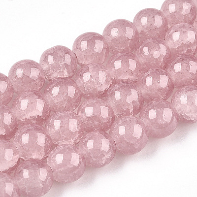 Baking Paint Crackle Glass Beads Strands X-DGLA-Q023-8mm-YS7-1