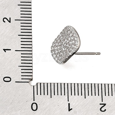 Brass Micro Pave Cubic Zirconia Stud Earring Findings with Loops CU-CBA1682-03P-1