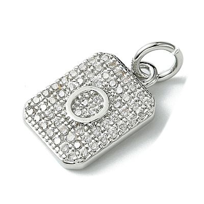 Rack Plating Brass Micro Pave Clear Cubic Zirconia Charms KK-G501-01O-P-1