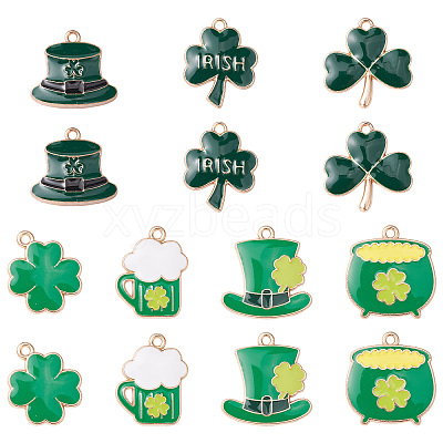 35Pcs 7 Styles Saint Patrick's Day Alloy Enamel Pendants ENAM-CJ0005-45-1