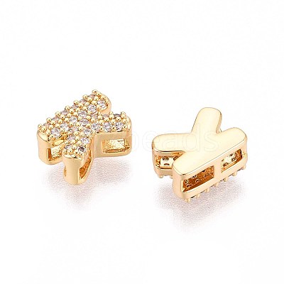 Brass Micro Pave Clear Cubic Zirconia Beads KK-T071-17G-K-1
