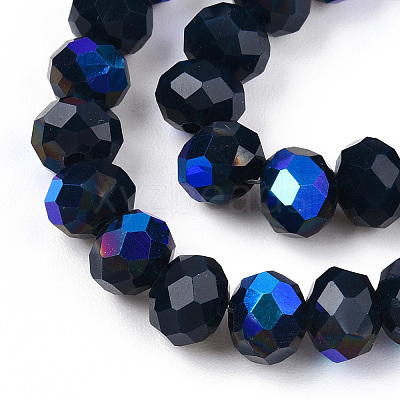 Electroplate Opaque Solid Color Glass Beads Strands EGLA-A034-P10mm-L22-1
