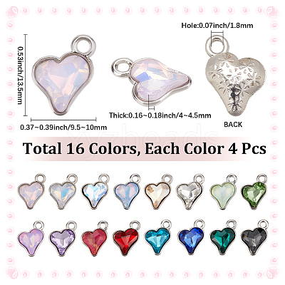 64Pcs 16 Colors Glass Charms FIND-SC0015-32P-1