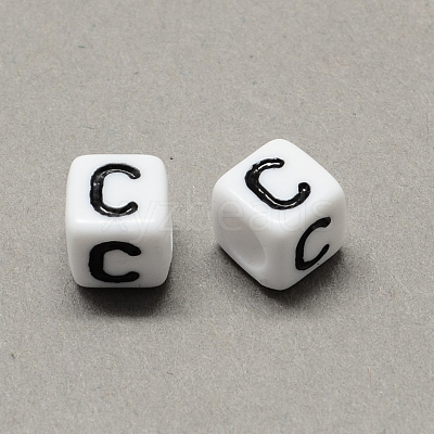 Large Hole Acrylic Letter European Beads SACR-Q103-7mm-01C-1