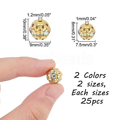 100Pcs 4 Styles Alloy with Rhienstone Beads RB-AR0003-15-1