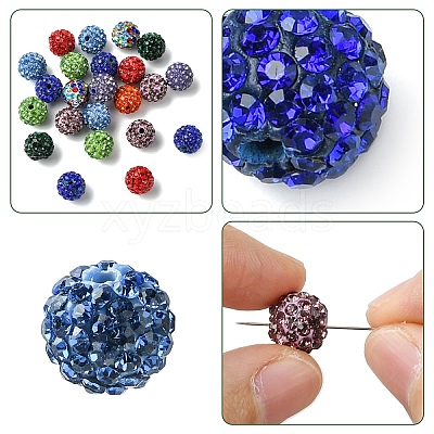 30Pcs Pave Disco Ball Beads RB-YW0001-14A-1