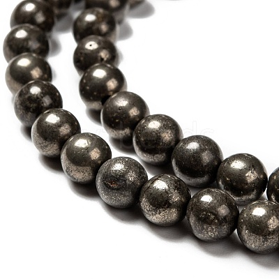Natural Pyrite Beads Strands G-L031-6mm-01-1
