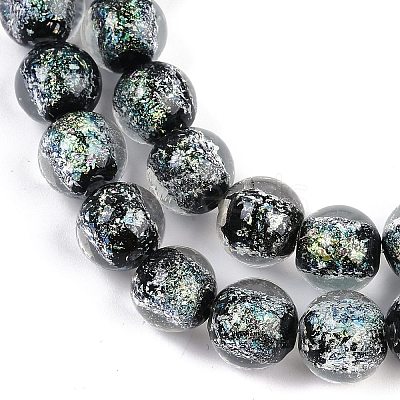 Handmade Gold Foil Lampwork Beads Strands LAMP-Q002-01D-1