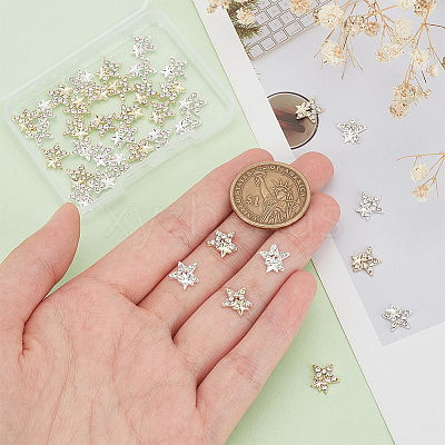 40Pcs 2 Colors Star Alloy Rhinestone Cabochons MRMJ-HY0001-27-1