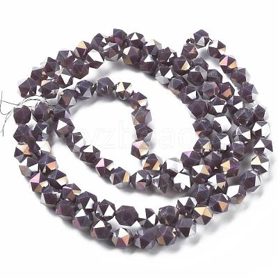 Electroplate Opaque Glass Beads Strands X-EGLA-T019-05D-1