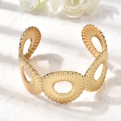 304 Stainless Steel Cuff Bangles BJEW-P368-10G-1