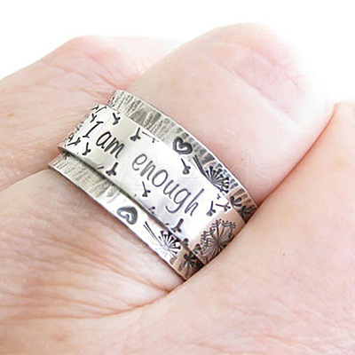 Dandelion with Word Pattern Alloy Finger Rings FS-WG2A4E2-02-1