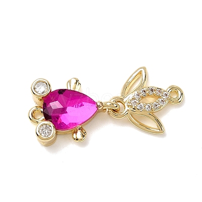 Brass Micro Pave Clear Cubic Zirconia Fish Links Connector Charms KK-K375-26G-20-1