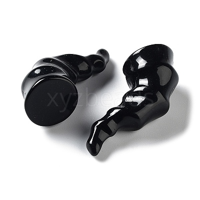 Halloween 3D Devil Horns Opaque Resin Cabochons RESI-F051-C01-1