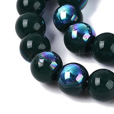 Electroplate Opaque Glass Beads Strands EGLA-Q132-6MM-01C-18-1