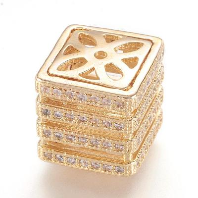 Brass Micro Pave Cubic Zirconia Beads ZIRC-F062-25G-1