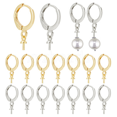 20 Pairs 2 Colors Brass Leverback Earring Findings KK-PH0005-24-1
