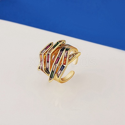 Hug Hand Fingers Cubic Zirconia Cuff Ring X1-RJEW-T016-35G-01-1