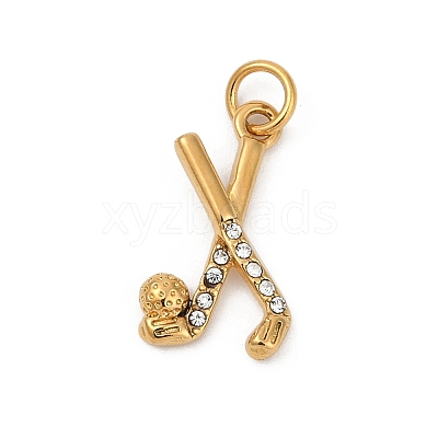 304 Stainless Steel Micro Pave Cubic Zirconia Pendants STAS-D305-02G-C-1