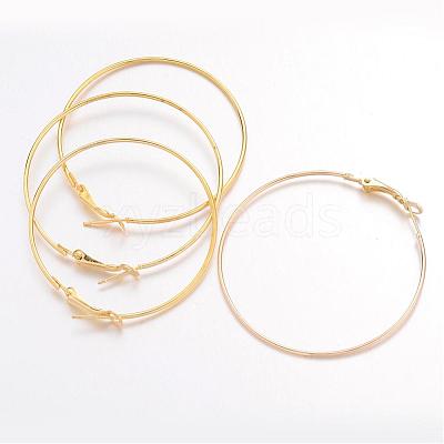 Golden Iron Hoop Earring X-IFIN-C045-49x1-G-1