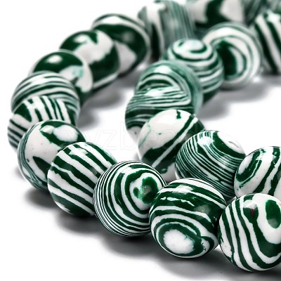 Synthetic Malachite Beads Strands G-I199-32-6mm-F-1