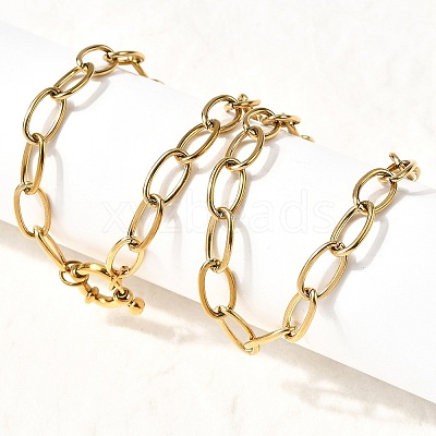 304 Stainless Steel Cable Chain Necklaces with Spring Ring Clasps for Women X-NJEW-Z091-09G-1