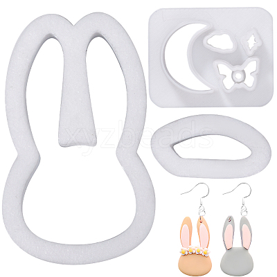 2Pcs 2 Style Rabbit Moon Butterfly Plastic Plasticine Tools FIND-GF0006-10-1