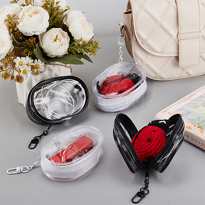 4Pcs 2 Colors Oval Transparent PVC Mini Cable Organizer Zipper Bags AJEW-PH0012-02-1