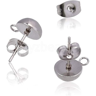 304 Stainless Steel Stud Earring Findings STAS-UN0001-46-1