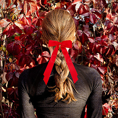 Big Bowknot Polyester Alligator Hair Clips AJEW-CP0008-42B-03-1