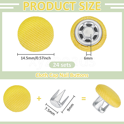 24 Bags Flat Round Cloth Cap Nail Buttons BUTT-BC0001-21D-1
