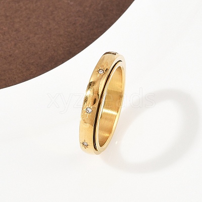 304 Stainless Steel Rhinestone Rotating Finger Rings LS-RJEW-A074-01C-G-1